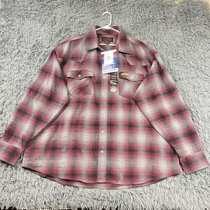Mens Extra Heavy Pearl Snap Plaid Flannel Outdoor Shacket Red Black Gray 2XL NWT